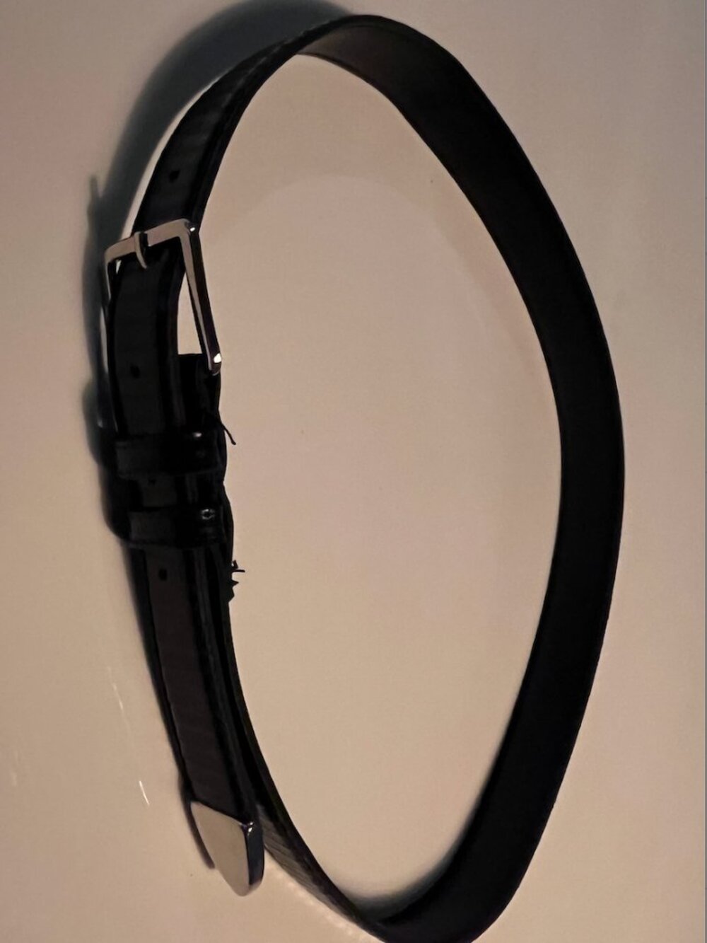 Black Reptile-Look Belt with Silver-Tone Buckle